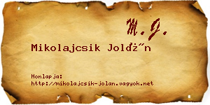 Mikolajcsik Jolán névjegykártya